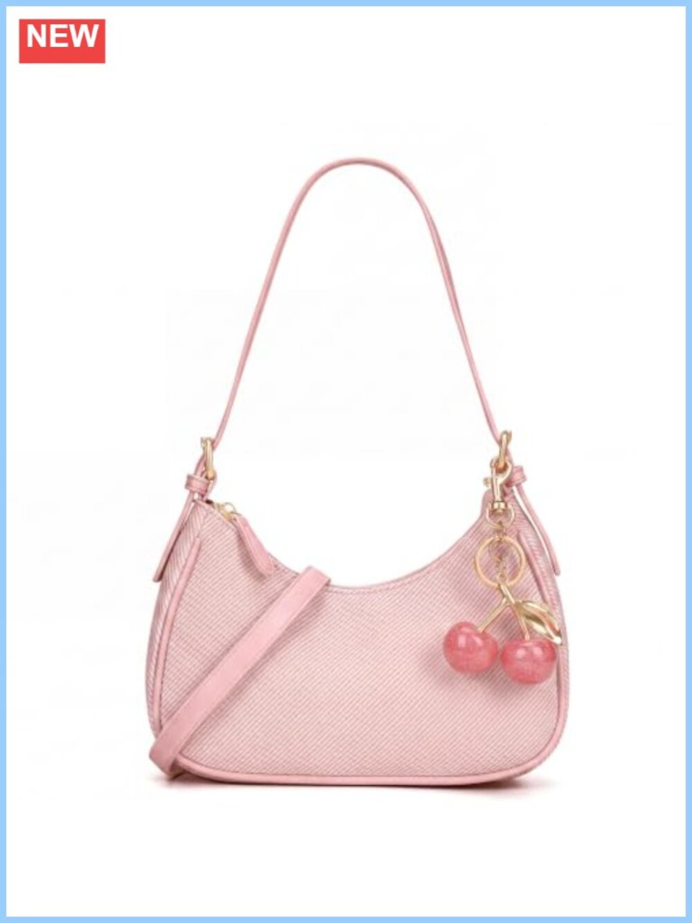 Y2k Small Shoulder Bag Cherry Charm Faux Leather Crossbody Purse